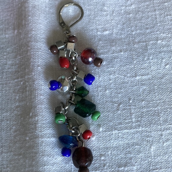 Pr st 3” x 1” appx multicolored glass beads on earrings dangle beautifully!  $20 - Picture 2 of 3